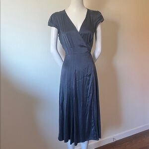 Doyenne The Label Elegant Gray Silk Wrap Dress